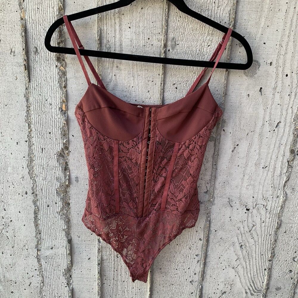 Intimately Free People Night Rhythm Lace Bodysuit Lace Sultry Corset Boudoir S